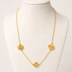 Elegant Gold Chain Necklace with Floral Clover Motifs - vijaya jeweller - featured