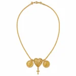 Gold Heart Coin Charm Necklace with Cross Pendant - vijaya jeweller - featured
