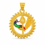 Gold Peacock Sunburst Pendant - vijaya jeweller - featured
