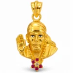 Gold Sai Baba Penadant with Pink Stone Detail viJAYA jeweller - featured
