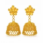Gold-Tone Floral Jhumka Earrings - vijaya jeweller - featured