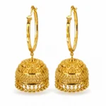 Gold-Tone Hoop Jhumka Earrings with Bead Fringe - vijaya jeweller - featured
