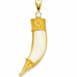 Gold-Tone Ivory-Style Horn Pendant - vijaya jeweller - featured