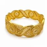 Gold-Tone Medallion Filigree Bangle - vijaya jeweller - featured