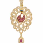 Gold-Tone Ornate Teardrop Filigree Pendant - viojaya jeweller - featured