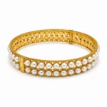 Gold-Tone Pearl Double Row Bangle Bracelet - feartured
