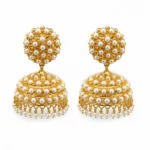 Gold-Tone Pearl Jhumka Earrings vijaya jeweller - featured