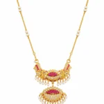 Gold-Tone Pink Stone Pearl Pendant Necklace-vijaya jeweller - featured