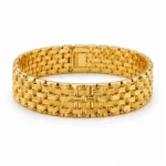 Gold-Tone Wide Brick Link Bracelet - vijaya jeweller - featureed