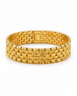 Gold-Tone Wide Brick Link Bracelet - vijaya jeweller - featureed
