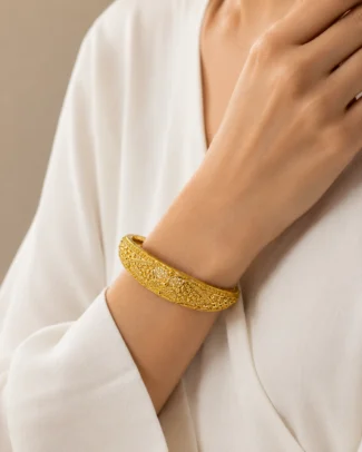 Gold-Tone Wide Filigree Cuff Bracelet