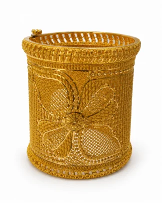 Gold-Tone Wide Floral Filigree Cuff Bracelet gallewry
