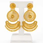 Traditional Gold Chandelier Earrings with Teardrop Filigree Design- vijaya jeweller - featured