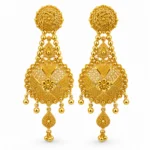 Traditional Gold Floral Medallion Drop Earrings - vijaya jeweller - featured