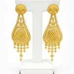 Traditional Gold Lattice Drop Earrings with Bead Tassels - vijaya jewellery - featured