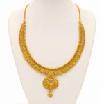 Traditional Gold Necklace with Filigree Pendant & Drop Charm - vijaya jeweller -featured