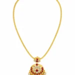 Traditional Gold Pendant Necklace with Ruby and Stone Embellishments - vijaya jeweller - featured