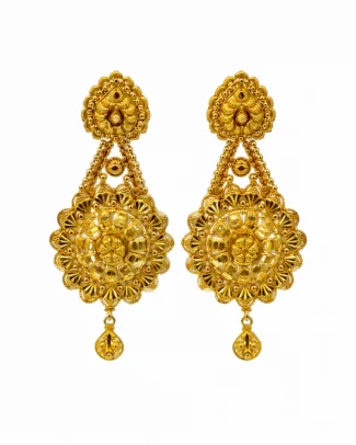 Traditional Gold-Tone Floral Drop Earrings- vijaya jeweller - featured